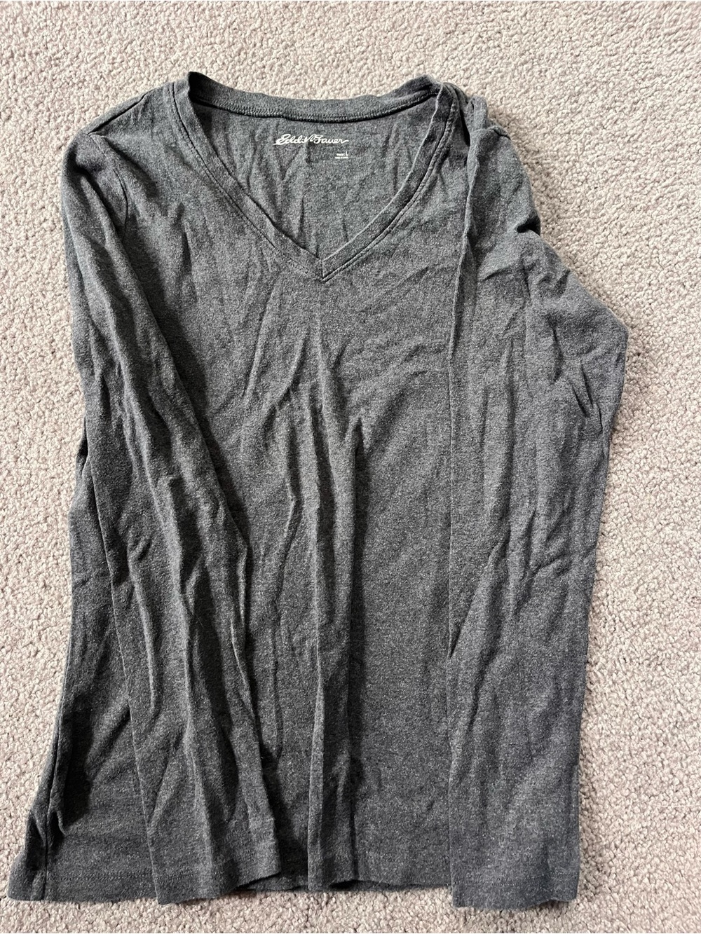 Eddie Bauer Dark Gray V-Neck Long Sleeve Top
